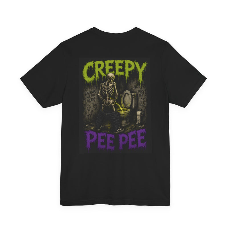 Spooky Dookie / Creepy Pee Pee Halloween Tee — Funny Skeleton Toilet Graphic T-Shirt