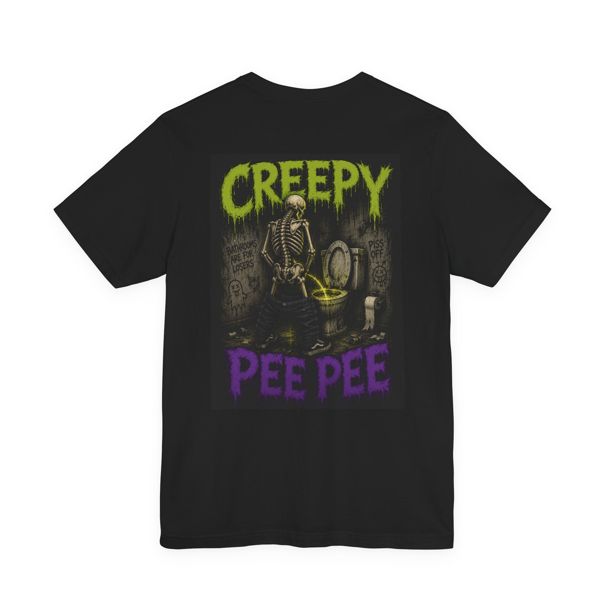 Spooky Dookie / Creepy Pee Pee Halloween Tee — Funny Skeleton Toilet Graphic T-Shirt