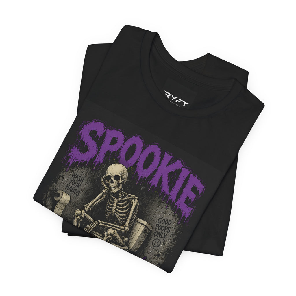 Spooky Dookie / Creepy Pee Pee Halloween Tee — Funny Skeleton Toilet Graphic T-Shirt
