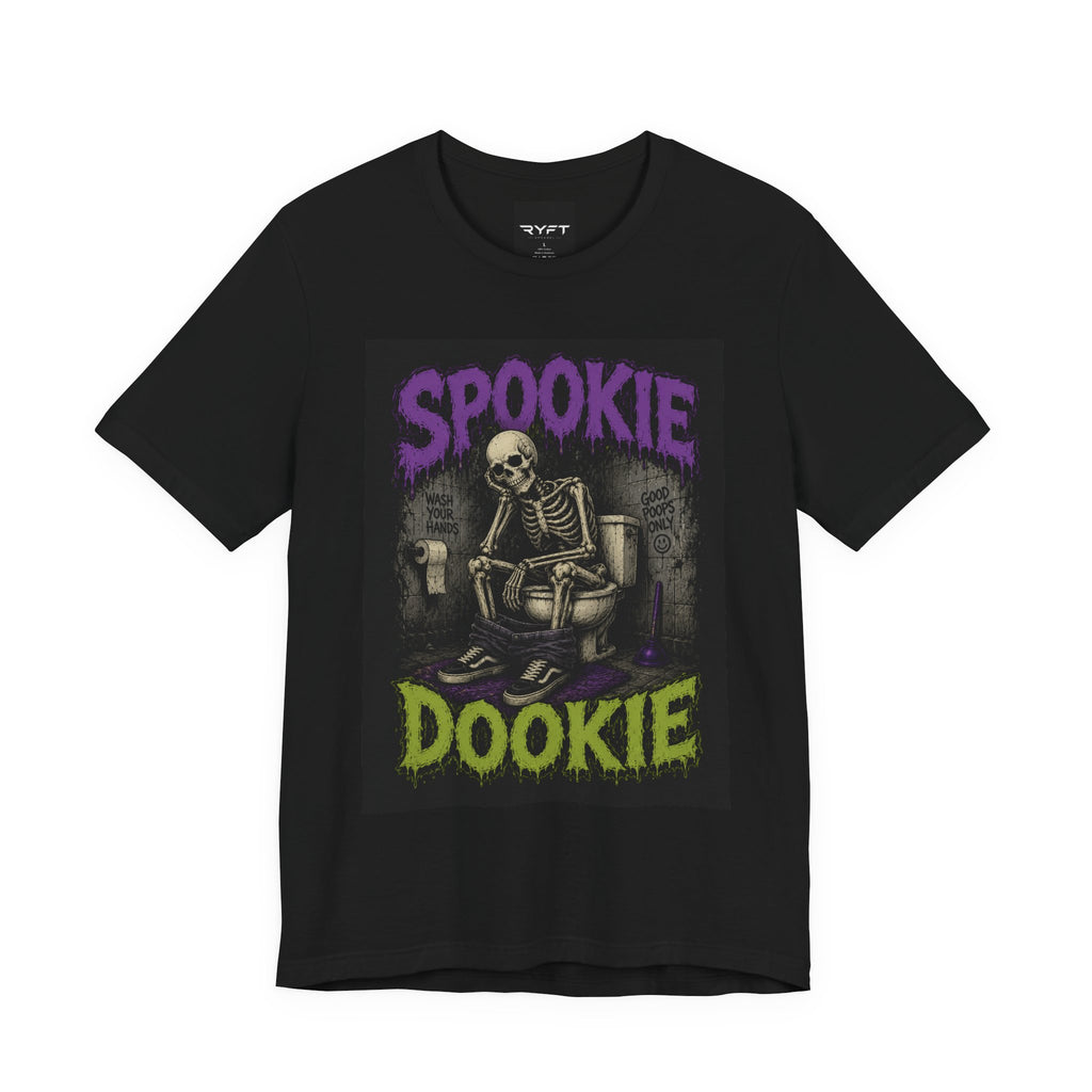 Spooky Dookie / Creepy Pee Pee Halloween Tee — Funny Skeleton Toilet Graphic T-Shirt