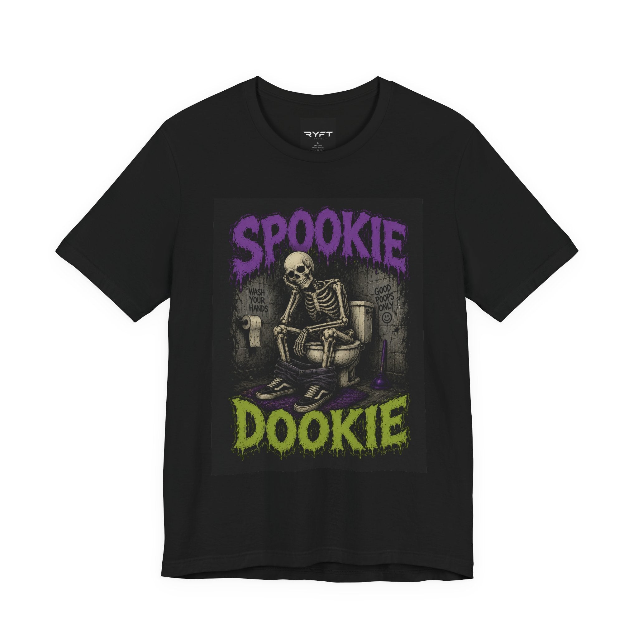 Spooky Dookie / Creepy Pee Pee Halloween Tee — Funny Skeleton Toilet Graphic T-Shirt